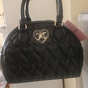 Black Quilted Heart Handbag